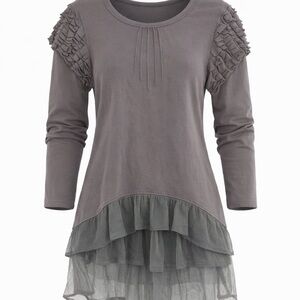 NWT Blü - Charming Grey Ruffled Tunic for Girls, size 4